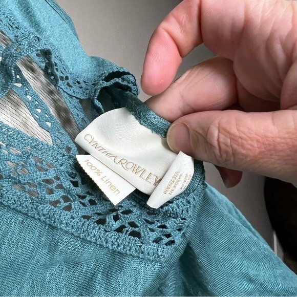 Cynthia Rowley teal/Blue Linen Tank Top - Picture 4 of 6